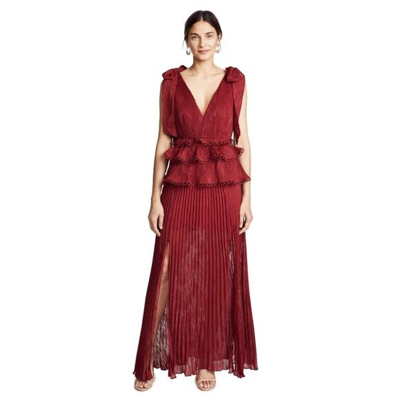Keepsake Dresses & Skirts - KEEPSAKE THE LABEL Too Close Tiered Ruffles Pleated Gown, Berry, Medium, M Dress